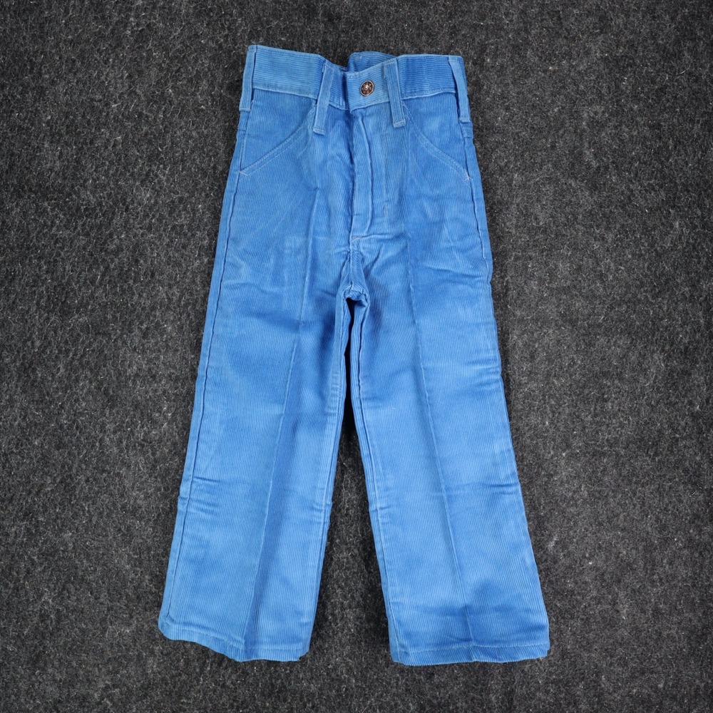 Toddly Winks Corduroy Pants Kids 4 Slim Bright Blue Straight Leg USA NWT NOS